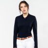 Polo femme Supima manches longues de qualité supérieure, coupe droite, 230 g/m²