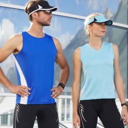 Débardeur homme de course bicolore, léger et respirant en polyester, 140 g/m²