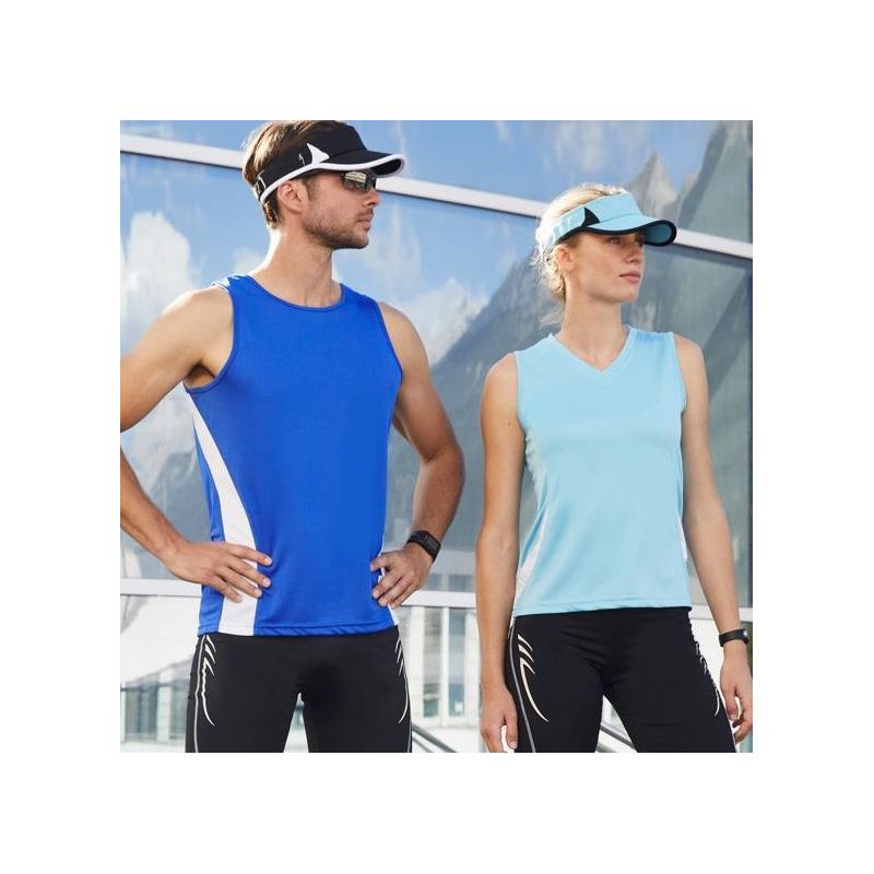 Débardeur homme de course bicolore, léger et respirant en polyester, 140 g/m²