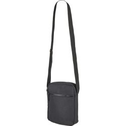 Sac à bandoulière en polyuréthane noir, compartiment principal, poches zippées