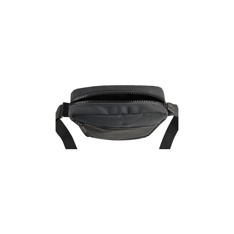 Sac à bandoulière en polyuréthane noir, compartiment principal, poches zippées