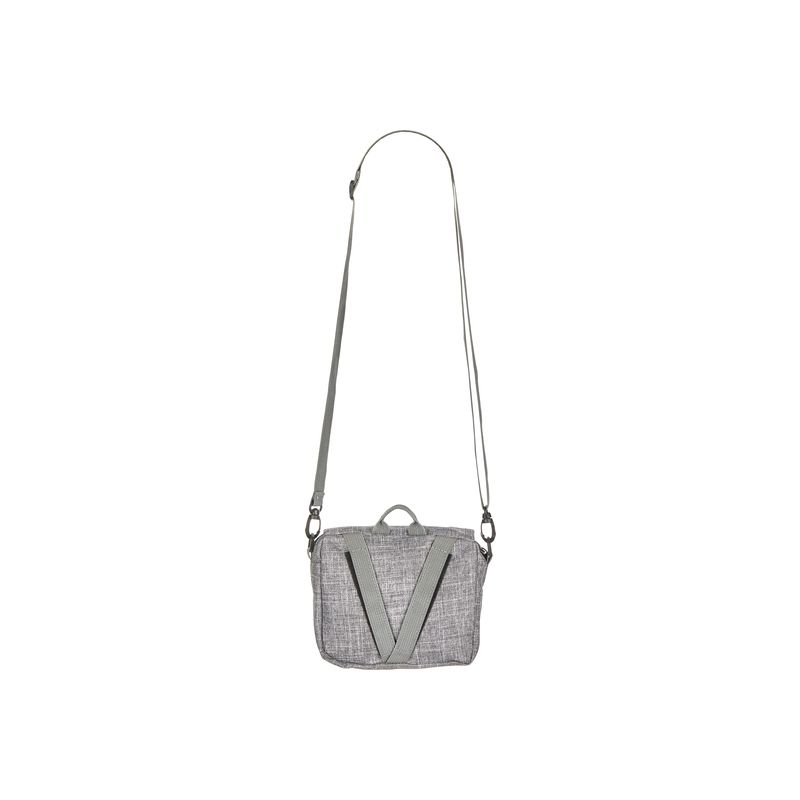 Sac à bandoulière en polyester 600D en gris nuancé, compartiments zippés