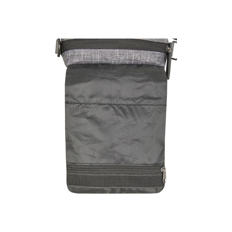Sac à bandoulière en polyester 600D en gris nuancé, compartiments zippés