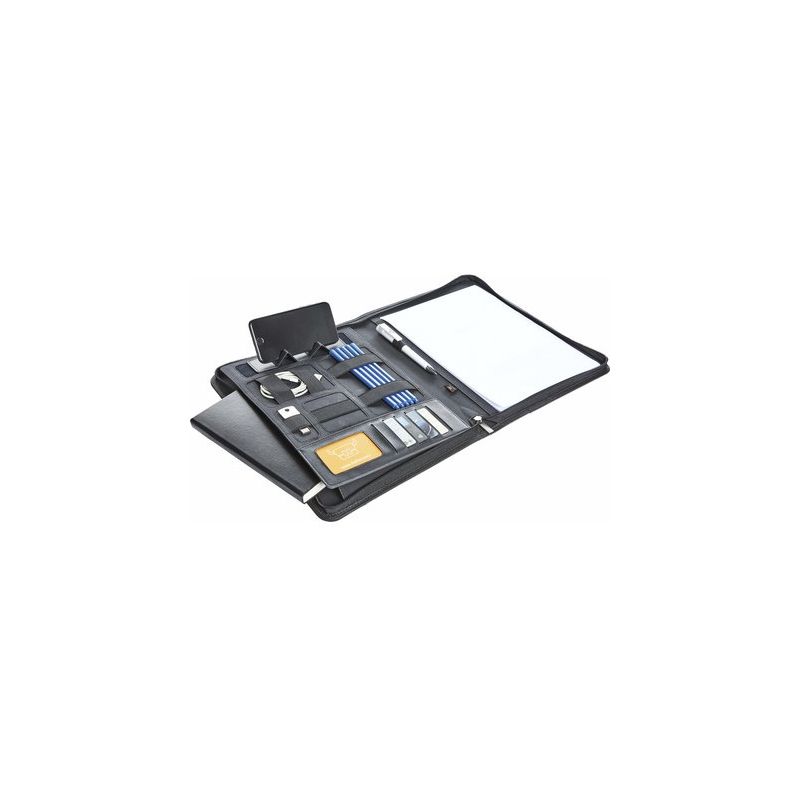 Classeur conférence zippé en polyester avec rangement pour accessoires