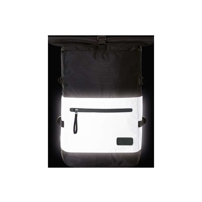 Sac à dos élégant et réfléchissant, compartiment principal zippé, fermeture à boucle