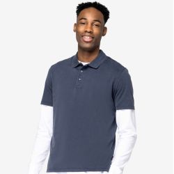 Polo délavé en coton biologique doux, lisse, écologique et éthique NO LABEL, 165 g/m²