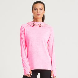 T-shirt femme à capuche enroulable, coupe slim, manches longues raglan, 210 g/m²