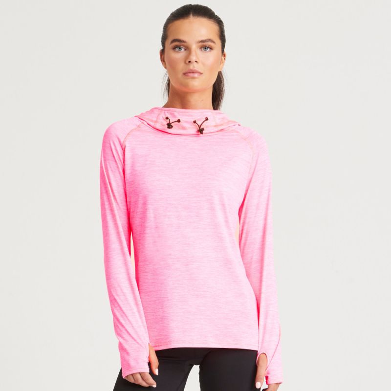 T-shirt femme à capuche enroulable, coupe slim, manches longues raglan, 210 g/m²