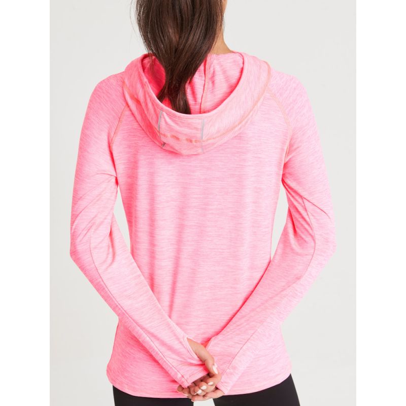 T-shirt femme à capuche enroulable, coupe slim, manches longues raglan, 210 g/m²