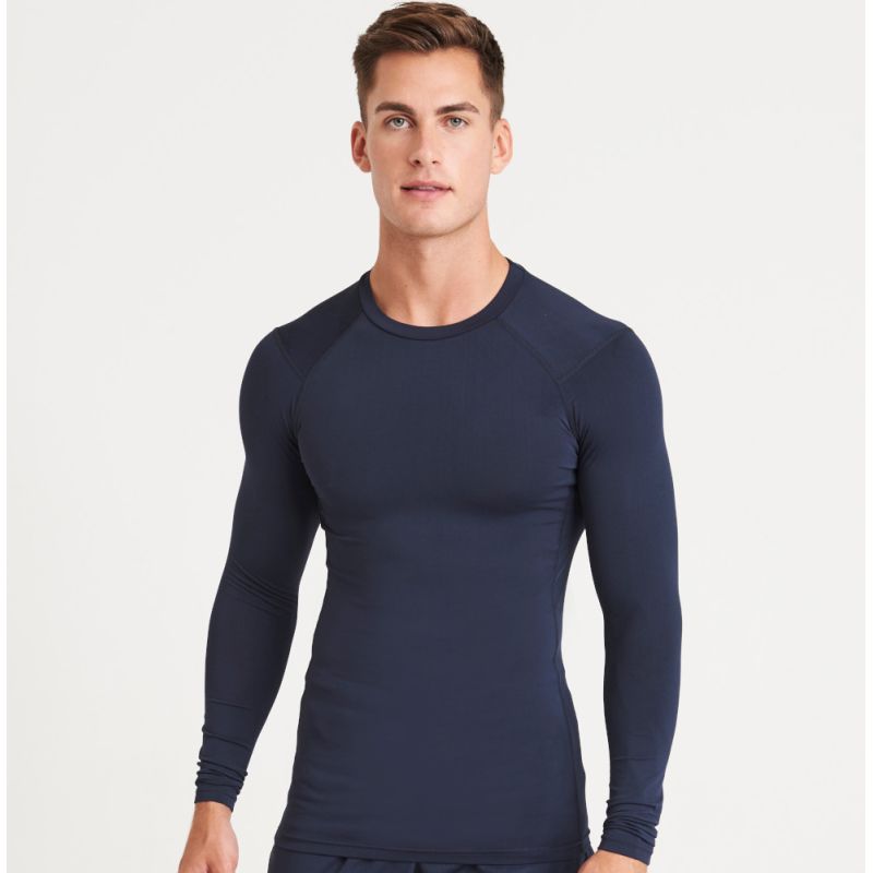 T-shirt de sport manches longues en polyester recyclé, coupe slim et ergonomique, 160 g/m²