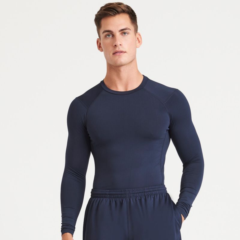 T-shirt de sport manches longues en polyester recyclé, coupe slim et ergonomique, 160 g/m²