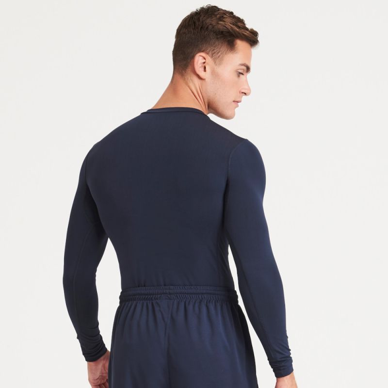 T-shirt de sport manches longues en polyester recyclé, coupe slim et ergonomique, 160 g/m²