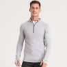Tee-shirt de sport col zippé, matière stretch, détails réfléchissants, 280 g/m²