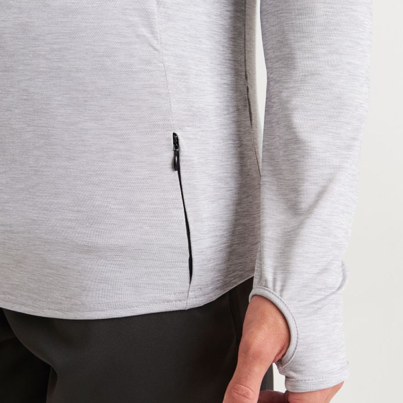 Tee-shirt de sport col zippé, matière stretch, détails réfléchissants, 280 g/m²