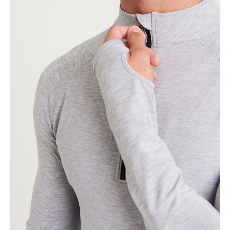 Tee-shirt de sport col zippé, matière stretch, détails réfléchissants, 280 g/m²