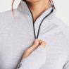 Tee-shirt de sport femme col zippé, matière stretch, détails réfléchissants, 280 g/m²