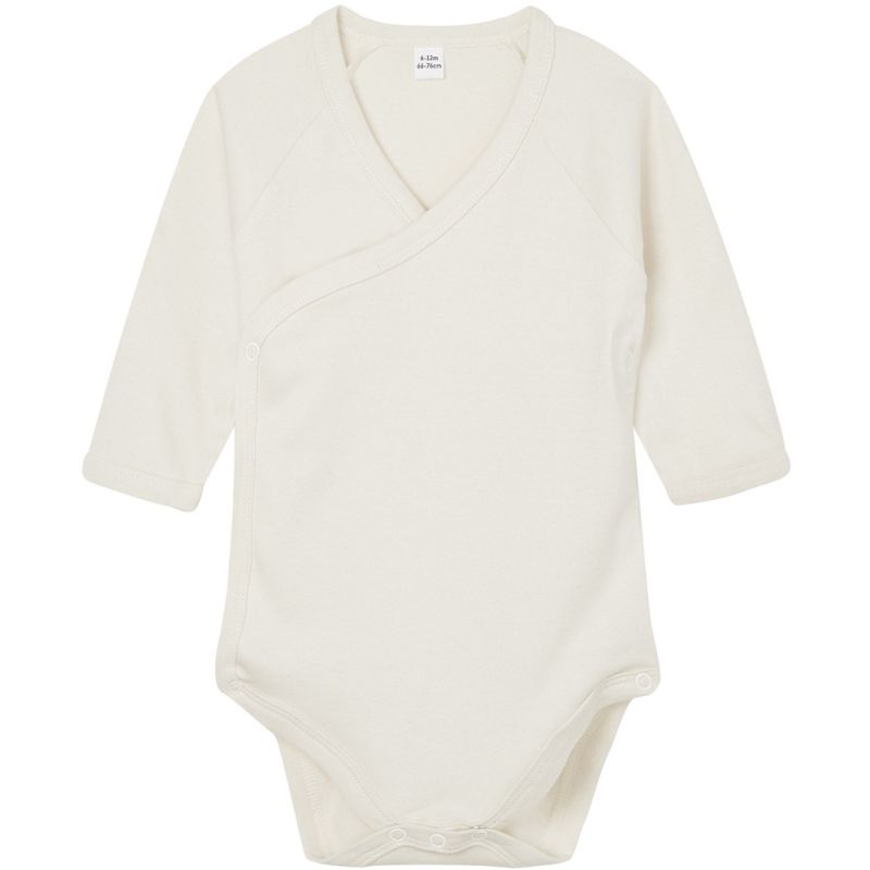 Body kimono manches longues en coton bio, fermeture à pression, 200 g/m²