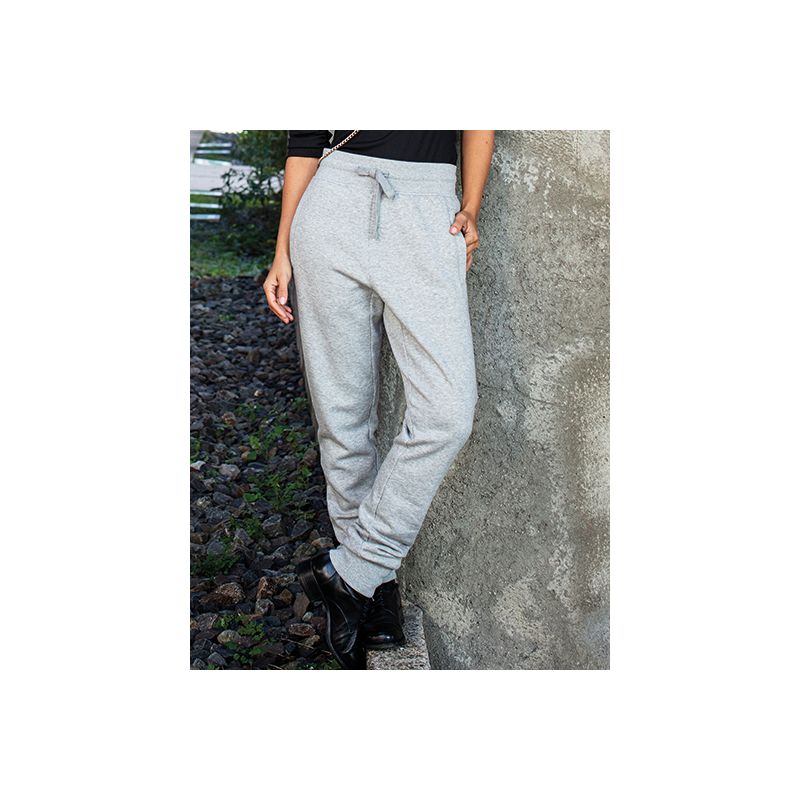 Jogging femme coupe décontractée, poches zippées, taille avec cordon, 300 g/m²