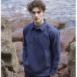 Chemise col boutonné manches longues épaisse, 265 g/m²