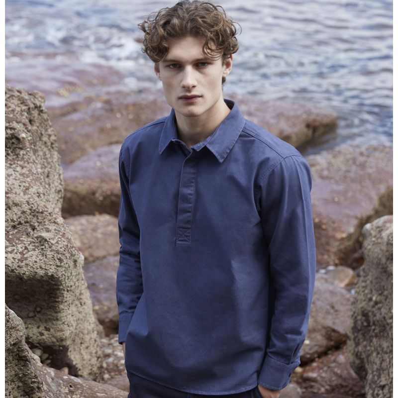 Chemise col boutonné manches longues épaisse, 265 g/m²