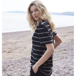 T-shirt marinière en coton, coupe décontractée, sans étiquette de marque, 180 g/m²