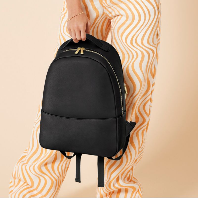 Sac à dos simili cuir Saffiano, compartiment principal et poches intérieures zippés