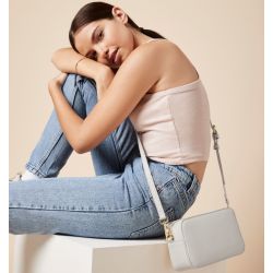 Mini sac bandoulière en simili cuir Saffiano avec bandoulière réglable