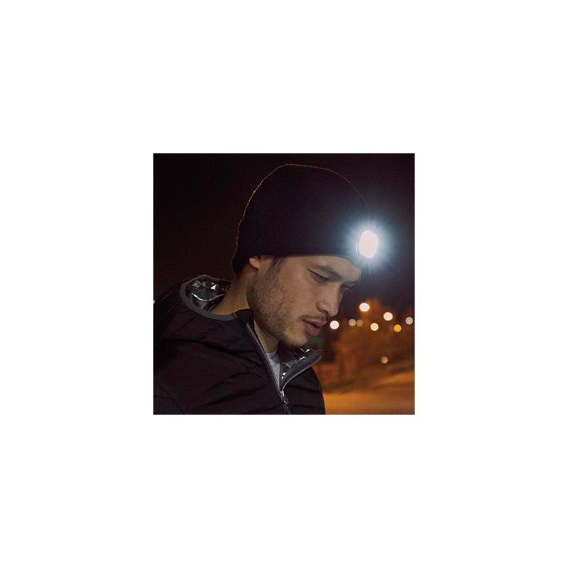 Bonnet en polyacrylique avec lampe frontale rechargeable