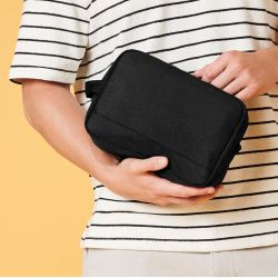 Trousse de toilette zippé en polyester recyclé, intérieur facile à nettoyer