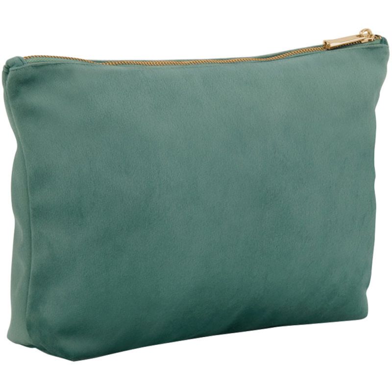 Pochette en velours, doublure avec accès zippé caché, zip en métal doré brillant