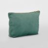 Pochette en velours, doublure avec accès zippé caché, zip en métal doré brillant