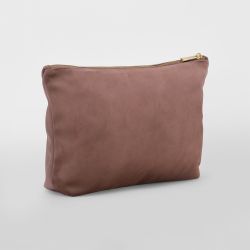 Pochette en velours, doublure avec accès zippé caché, zip en métal doré brillant