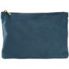 Pochette plate en velours, doublure avec accès zippé caché, zip en métal doré brillant