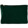 Pochette plate en velours, doublure avec accès zippé caché, zip en métal doré brillant