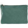 Pochette plate en velours, doublure avec accès zippé caché, zip en métal doré brillant