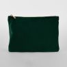 Pochette plate en velours, doublure avec accès zippé caché, zip en métal doré brillant