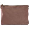 Pochette plate en velours, doublure avec accès zippé caché, zip en métal doré brillant