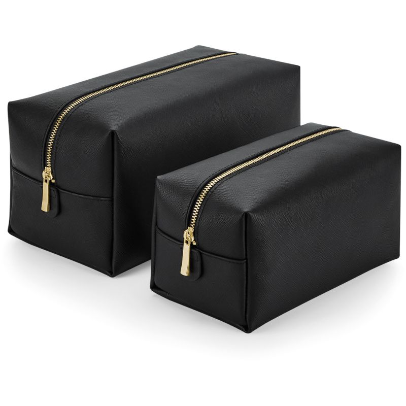 Trousse de toilette ou accessoires zippé en simili cuir saffiano au grain fin
