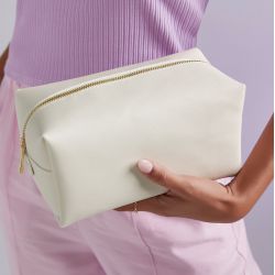 Trousse de toilette ou accessoires zippé en simili cuir saffiano au grain fin