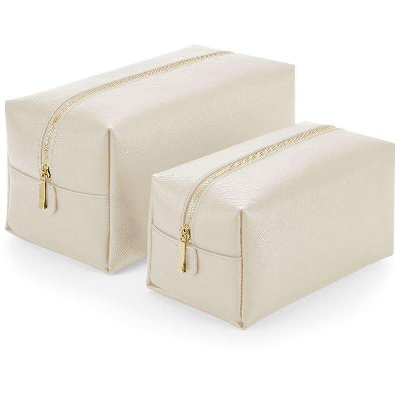 Trousse de toilette ou accessoires zippé en simili cuir saffiano au grain fin