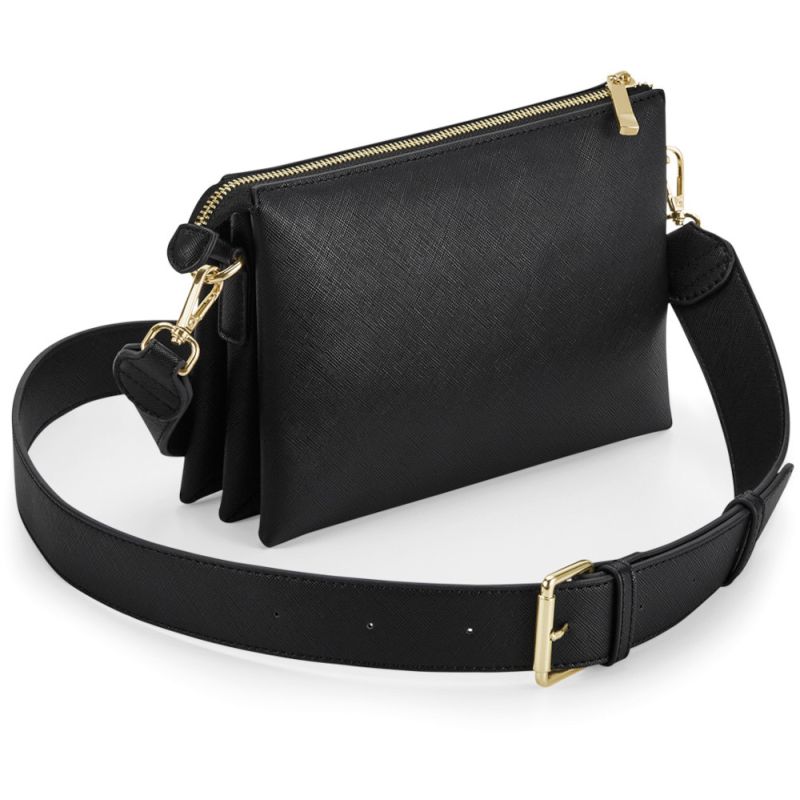 Sac à bandoulière en simili cuir saffiano au grain fin, poches internes