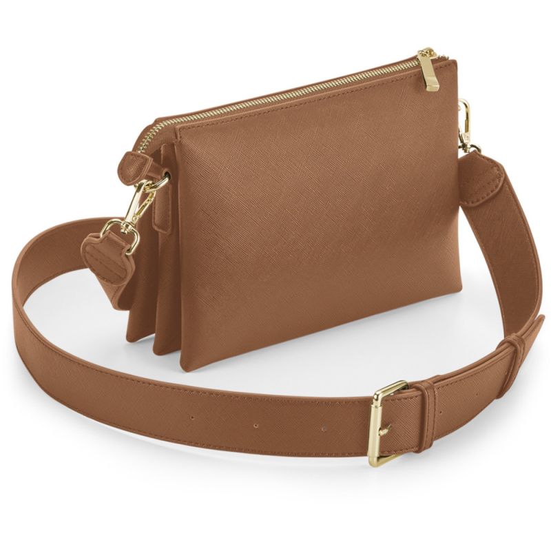 Sac à bandoulière en simili cuir saffiano au grain fin, poches internes