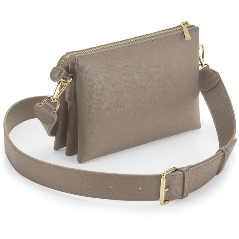 Sac à bandoulière en simili cuir saffiano au grain fin, poches internes