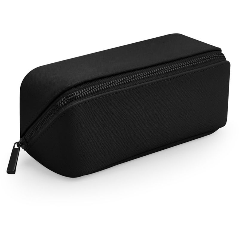 Mini trousse à accessoires en simili cuir Saffiano, fermeture zippée en métal doré brillant