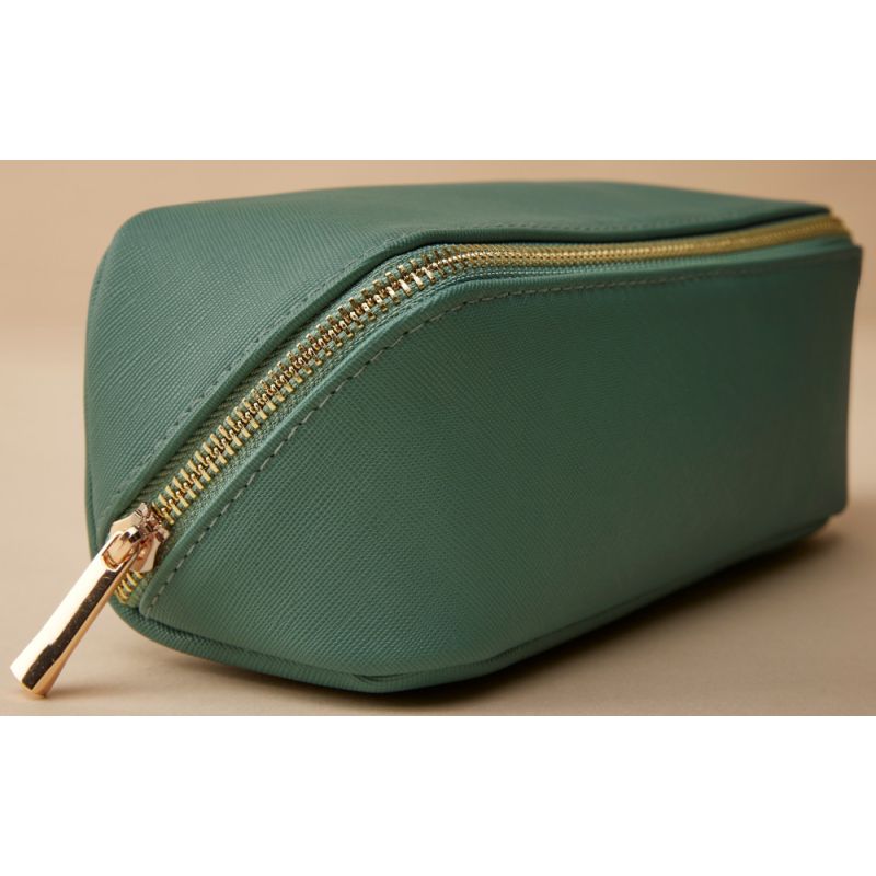 Mini trousse à accessoires en simili cuir Saffiano, fermeture zippée en métal doré brillant