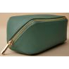 Mini trousse à accessoires en simili cuir Saffiano, fermeture zippée en métal doré brillant