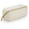 Mini trousse à accessoires en simili cuir Saffiano, fermeture zippée en métal doré brillant