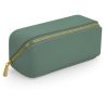 Mini trousse à accessoires en simili cuir Saffiano, fermeture zippée en métal doré brillant