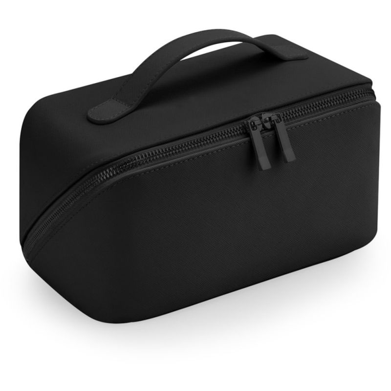 Trousse à accessoires en simili cuir Saffiano, fermeture zippée en métal doré brillant