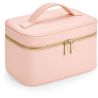Grande trousse à accessoires en simili cuir Saffiano, fermeture zippée en métal doré brillant
